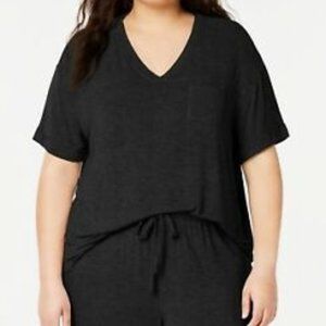 Alfani Womens PJ Top Black Plus Size Ribbed NWT